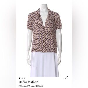Reformation Mod Notched Collar Patterned Button Down Shirt